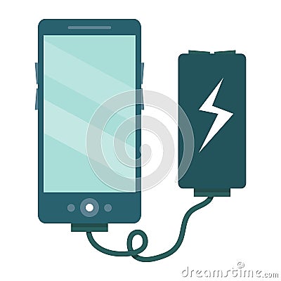The smartphone is charged via the charger. Vector illustration i Vector Illustration