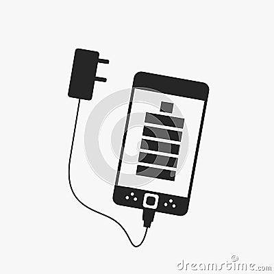 Smartphone charging battery flat icon Vector Illustration