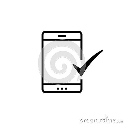 Smartphone Check line icon. linear style sign for mobile concept and web design. Phone check mark outline vector icon. Symbol, Cartoon Illustration