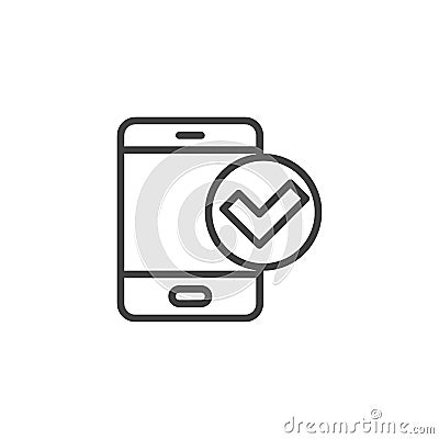 Smartphone check mark line icon Vector Illustration