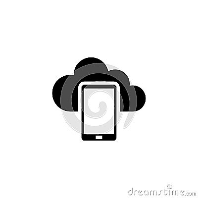 Smartphone Cloud Computing, Data Backup Flat Vector Icon Vector Illustration