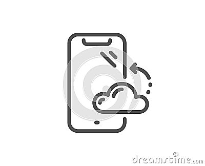 Smartphone cloud line icon. Phone backup sign. Mobile device. Vector Vector Illustration
