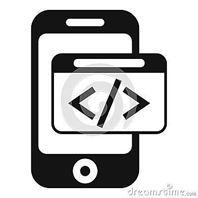 Smartphone code developer icon simple vector. Build team coder Stock Photo