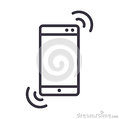 Smartphone connection internet device technology thin line style design icon Vector Illustration