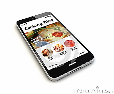 Smartphone cooking blog render Stock Photo