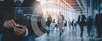 smartphone and dashboard for data business analysis and Data Management System with KPI and metrics connected to Stock Photo