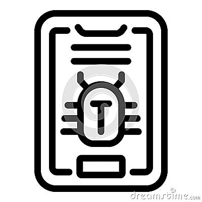 Smartphone data bug icon outline vector. Access key Vector Illustration