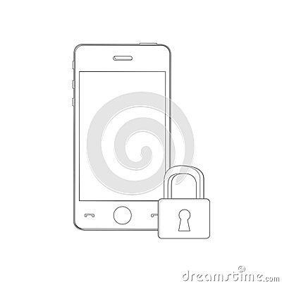 Smartphone data theft concept. Mobile security Cartoon Illustration