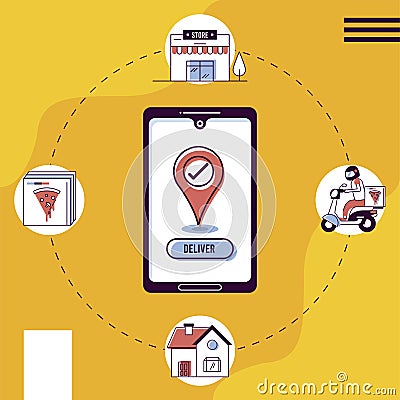 smartphone delivery online Vector Illustration