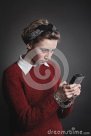 Smartphone dependency Stock Photo