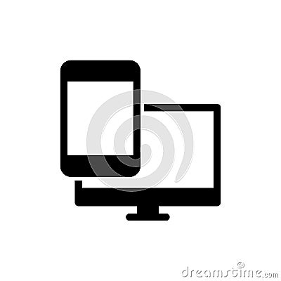 Smartphone and desktop screen monitor icon Vector Illustration