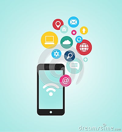 Smartphone device with applications (app) icons Vector Illustration