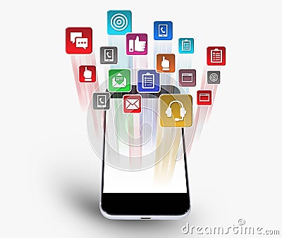 Smartphone device downloading the Apps Stock Photo