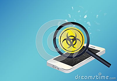 Smartphone device infected virus Vector Illustration