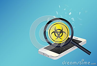 Smartphone device infected virus Vector Illustration