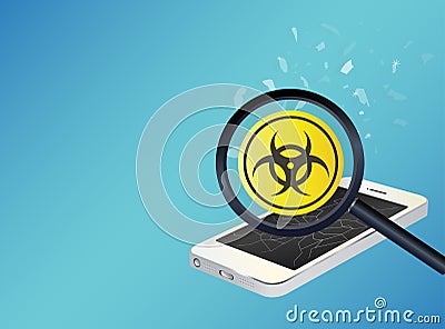 Smartphone device infected virus Vector Illustration