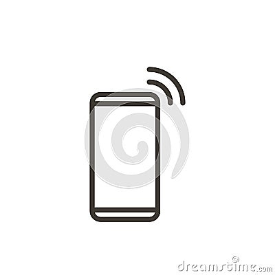 Smartphone device thin line icon. Vector illustration for cellphone, calls, receiving message or email, wifi, internet access etc Vector Illustration