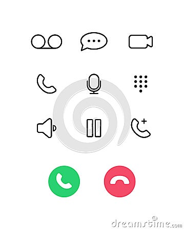 Smartphone dial phone ui set. Phone pad, screen keypad, dial buttons. Vector isolated illustration touchscreen telephone Vector Illustration