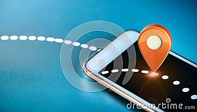 A smartphone displaying a map with location markers, indicating a GPS navigation and location tracking system Stock Photo
