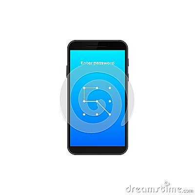 Smartphone displaying pattern lock screen for secure access and data protection Vector Illustration