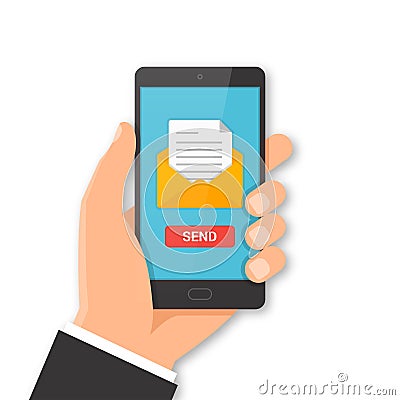 Smartphone email sending concept Vector Illustration