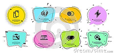 Smartphone, Energy and Like icons set. Messenger, Tool case and Web lectures signs. Vector Vector Illustration