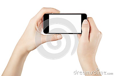 Smartphone in female hands taking photo Stock Photo