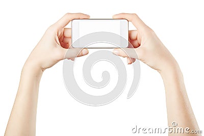 Smartphone in female hands taking photo Stock Photo