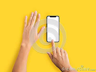 Smartphone finger scan security and privacy protection Stock Photo