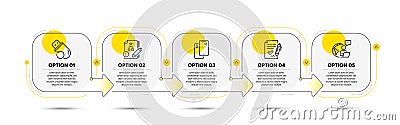 Smartphone, Flash memory and Algorithm icons set. Approved agreement sign. Phone, Recovery usb, Project. Vector Vector Illustration
