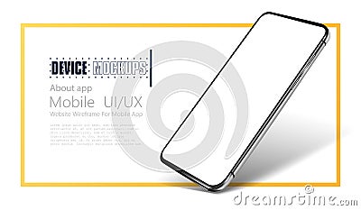 Smartphone frame less blank screen. Mockup generic device. Realistic smartphone template mockup for user experience Vector Illustration