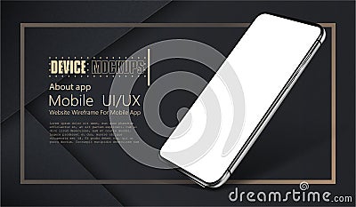 Smartphone frame less blank screen. Mockup generic device. Vector realistic smartphone template. Abstract 3d background Vector Illustration