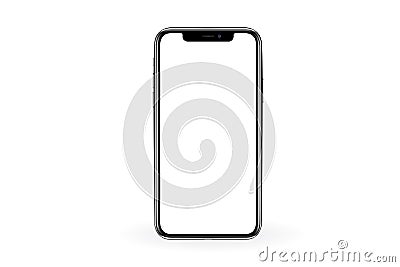 Smartphone frameless mockup. Studio shot of Smartphone iPhone 12 Pro Max or SE plus with blank screen for Infographic Global Busin Stock Photo