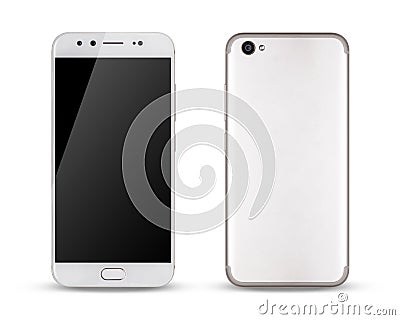 Smartphone, front and back sides of smartphone modern touch screen. Stock Photo