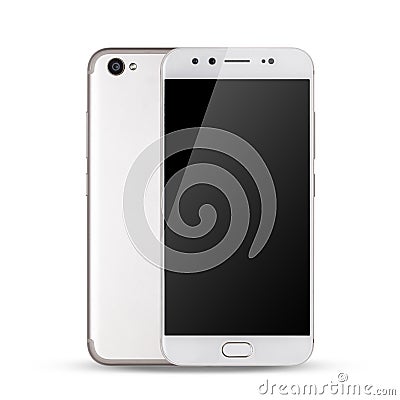 Smartphone, front and back sides of smartphone modern touch screen. Stock Photo