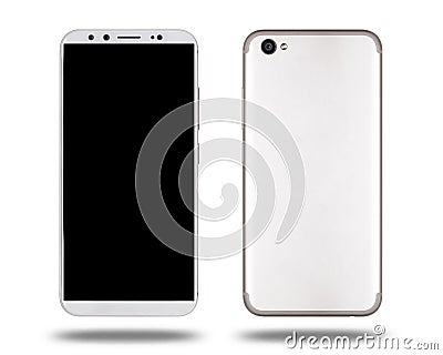 Smartphone, front and back sides of smartphone modern touch screen. Stock Photo