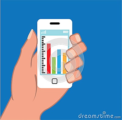 Smartphone with a graph Vector Vector Illustration