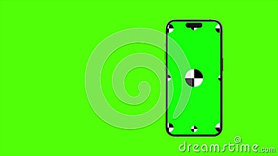 Smartphone green screen rotating on green background. Smartphone motion graphic. 3D rendering. Computer generated image Stock Photo