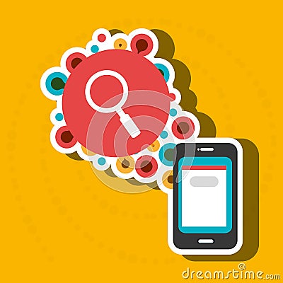 smartphone group online apps Cartoon Illustration