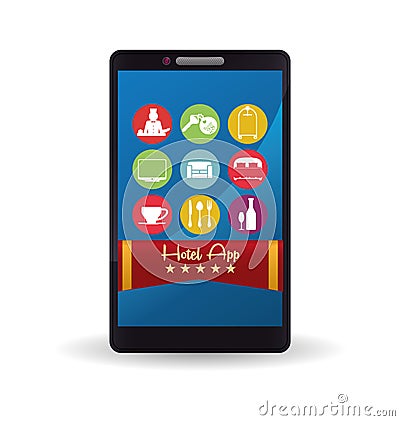 Smartphone and hotel digital apps design Vector Illustration