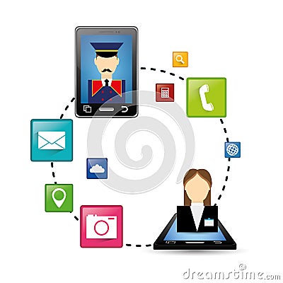 Smartphone and hotel digital apps design Vector Illustration