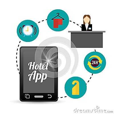 Smartphone and hotel digital apps design Vector Illustration