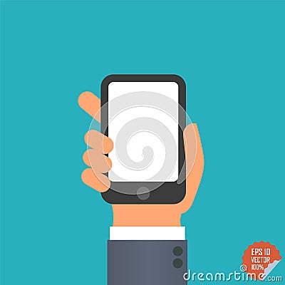 Smartphone icon in hand for website or mobile application. Stock Photo