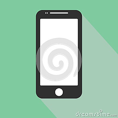 Smartphone icon in iphone style. Cellphone pictogram in trendy flat style isolated on blue background. Telephone symbol for your w Stock Photo