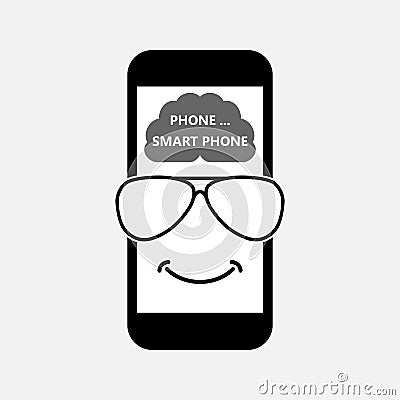 Smartphone icon_man with glasses and smile Vector Illustration