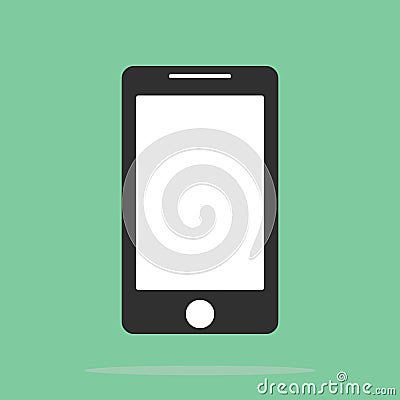 Smartphone icon in the style flat design on the green background. Smartphone iphone icon in the style flat design on the Vector Illustration