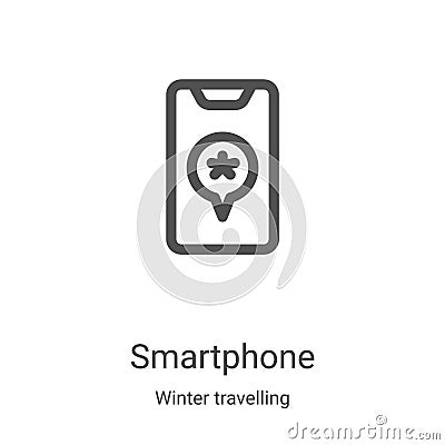 smartphone icon vector from winter travelling collection. Thin line smartphone outline icon vector illustration. Linear symbol for Vector Illustration