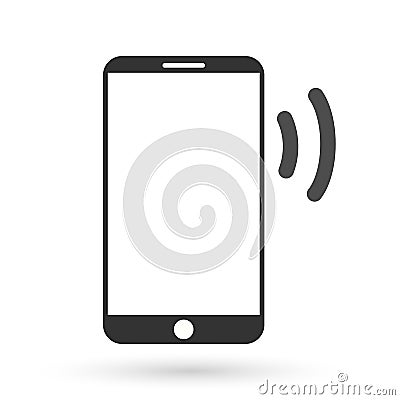 Smartphone iphone notification alarm ringing bell sounds wave icon vector illustrations Cartoon Illustration