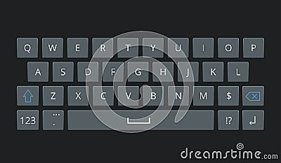 Smartphone keyboard, mobile phone keypad vector mockup. Keyboard for mobile device vector illustration Vector Illustration