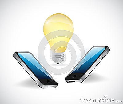 Smartphone lightbulb illustration Cartoon Illustration